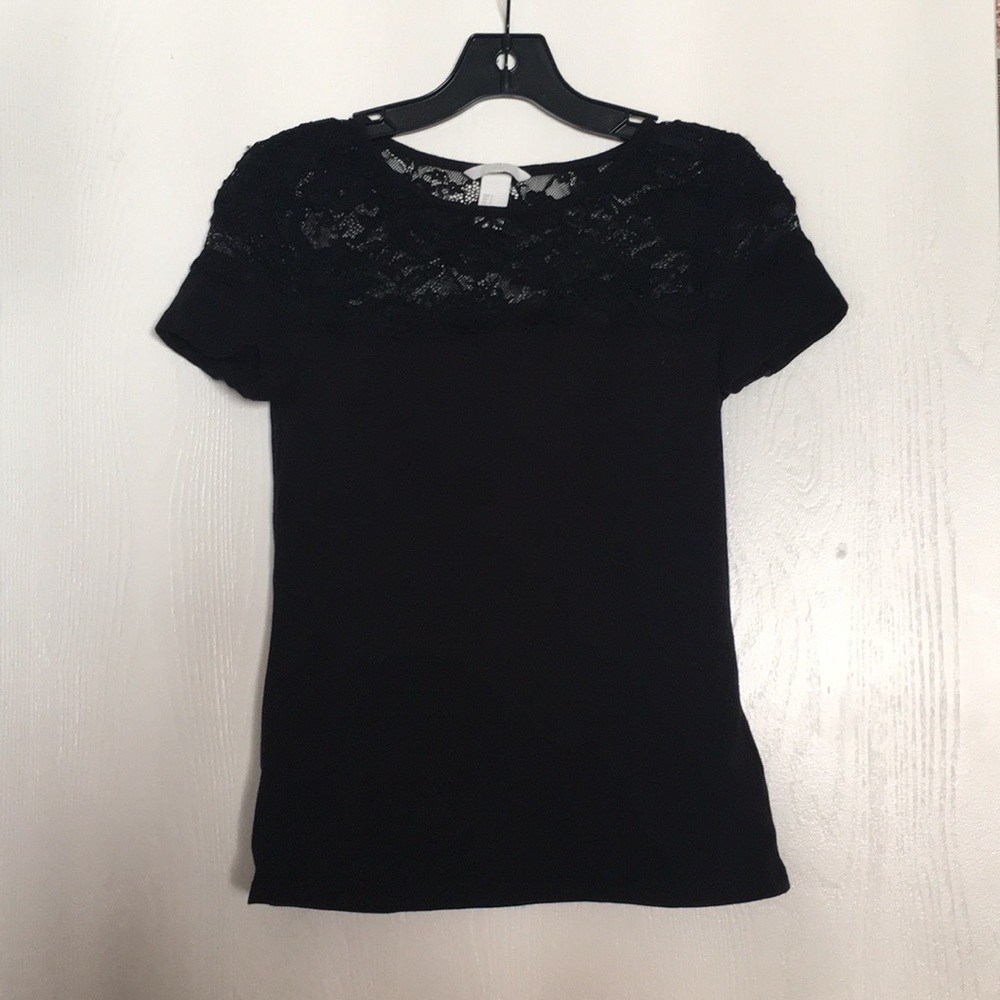 Black lace detail top size Small